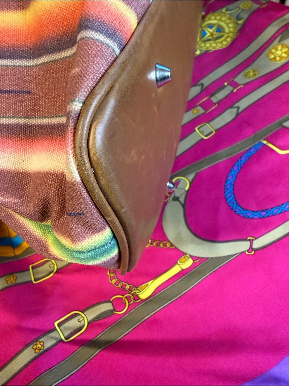 Montana West Southwestern Canvas Tote Bag | Aztec Print | Studded Shoulder Purse - Picture 8 of 15
